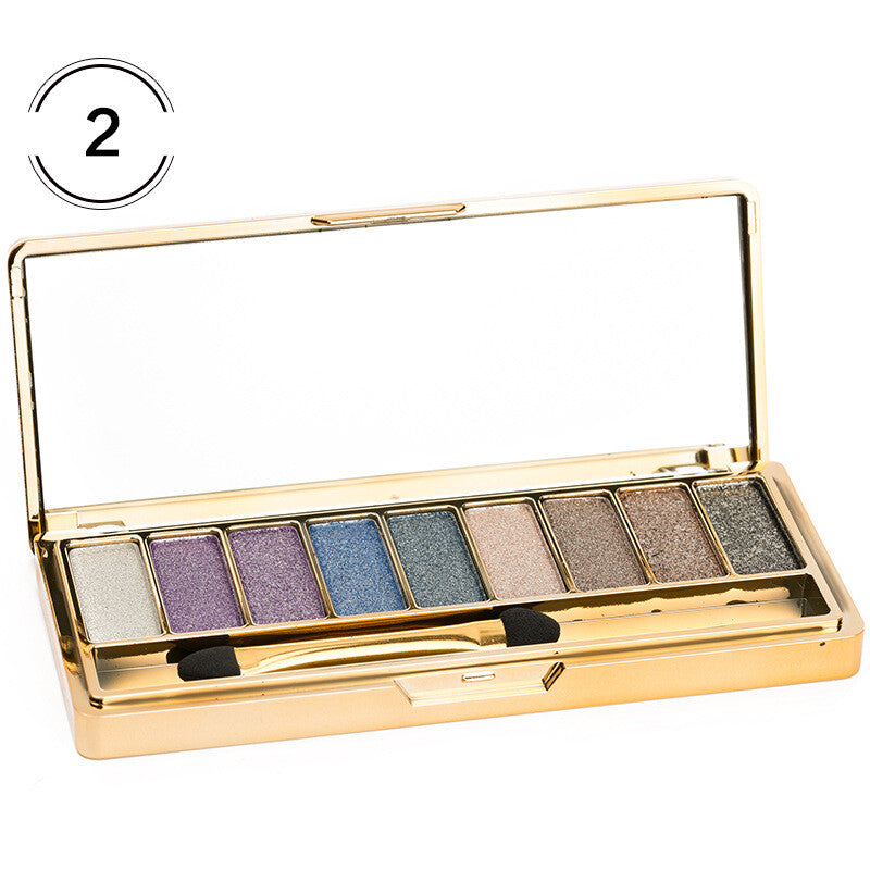 9 Colors Glitter Eyeshadow Palette with Makeup Brush Set - Vibrant & Long-Lasting