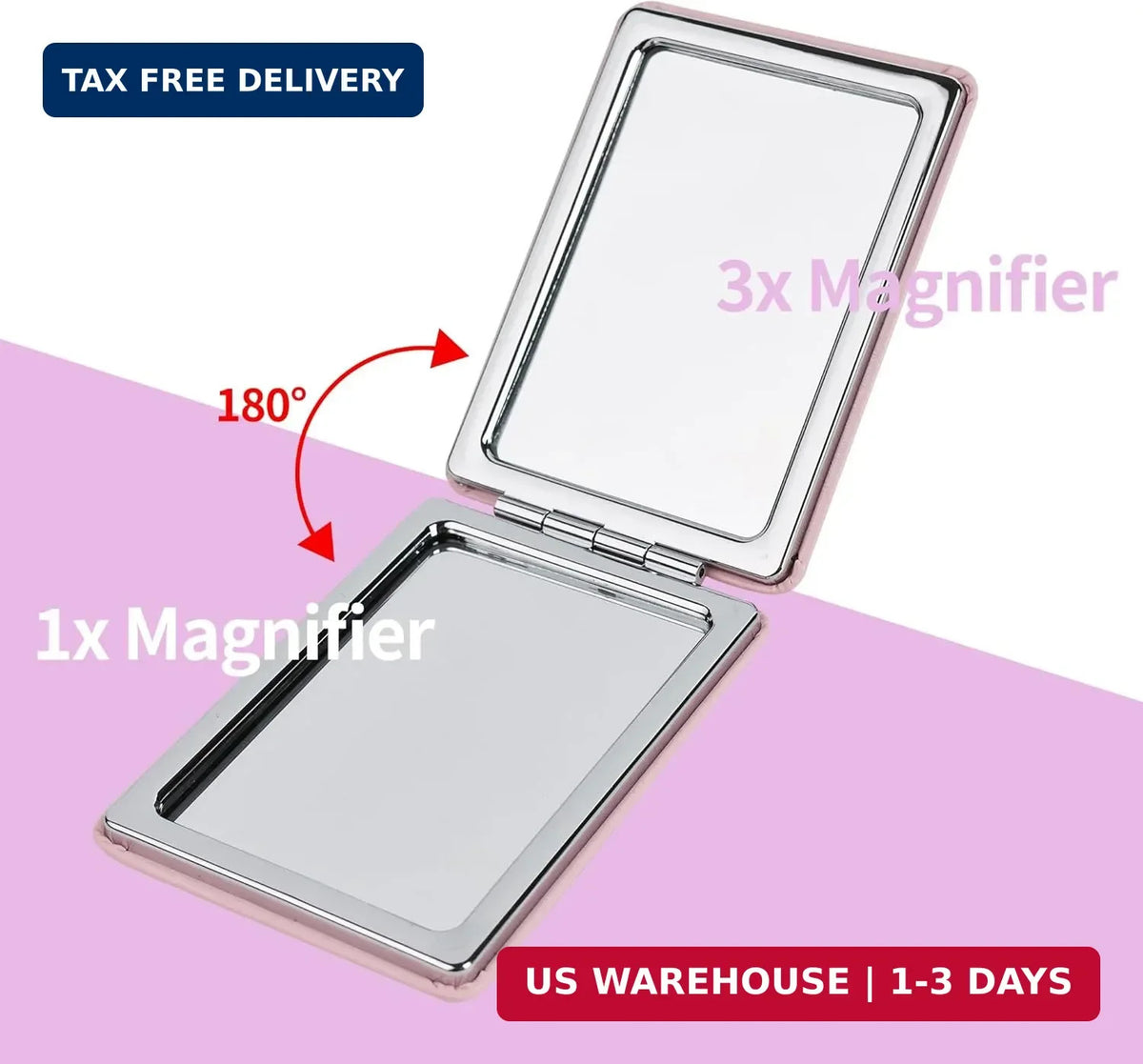 Portable Double-Sided Compact Mirror with 1X/3X Magnification - Small Travel Vanity Mirror