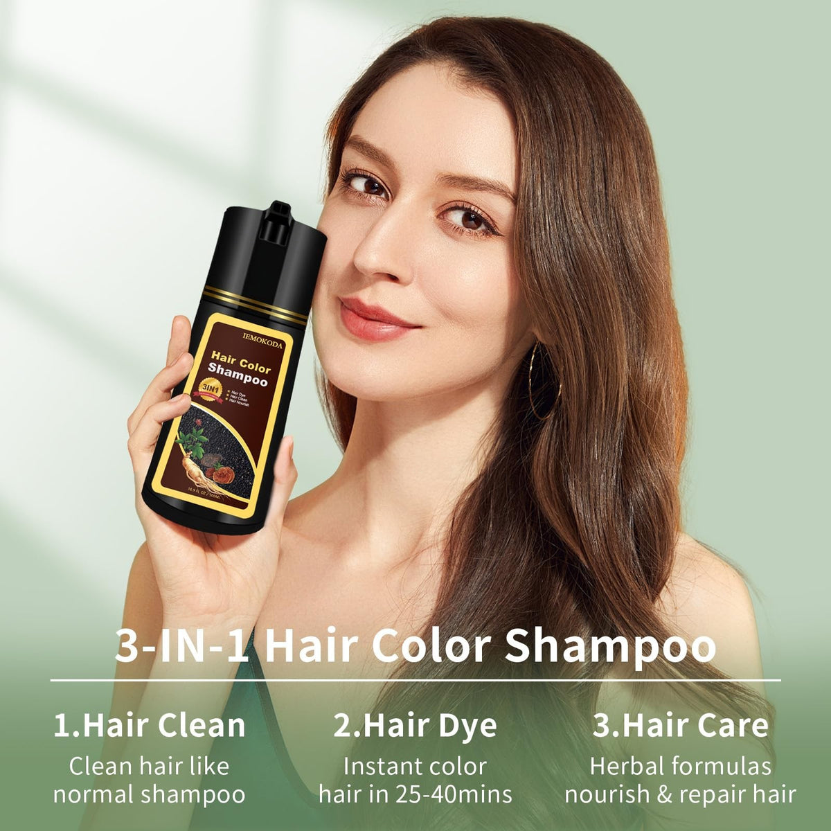 Black Hair Color Shampoo - Gray Coverage, 3-in-1 Formula