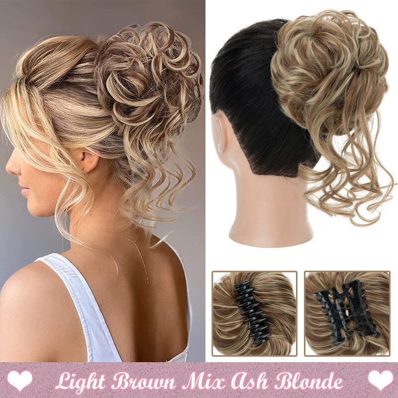 Messy Bun Claw Hair Clip Extensions - Curly Thick Updo Accessory
