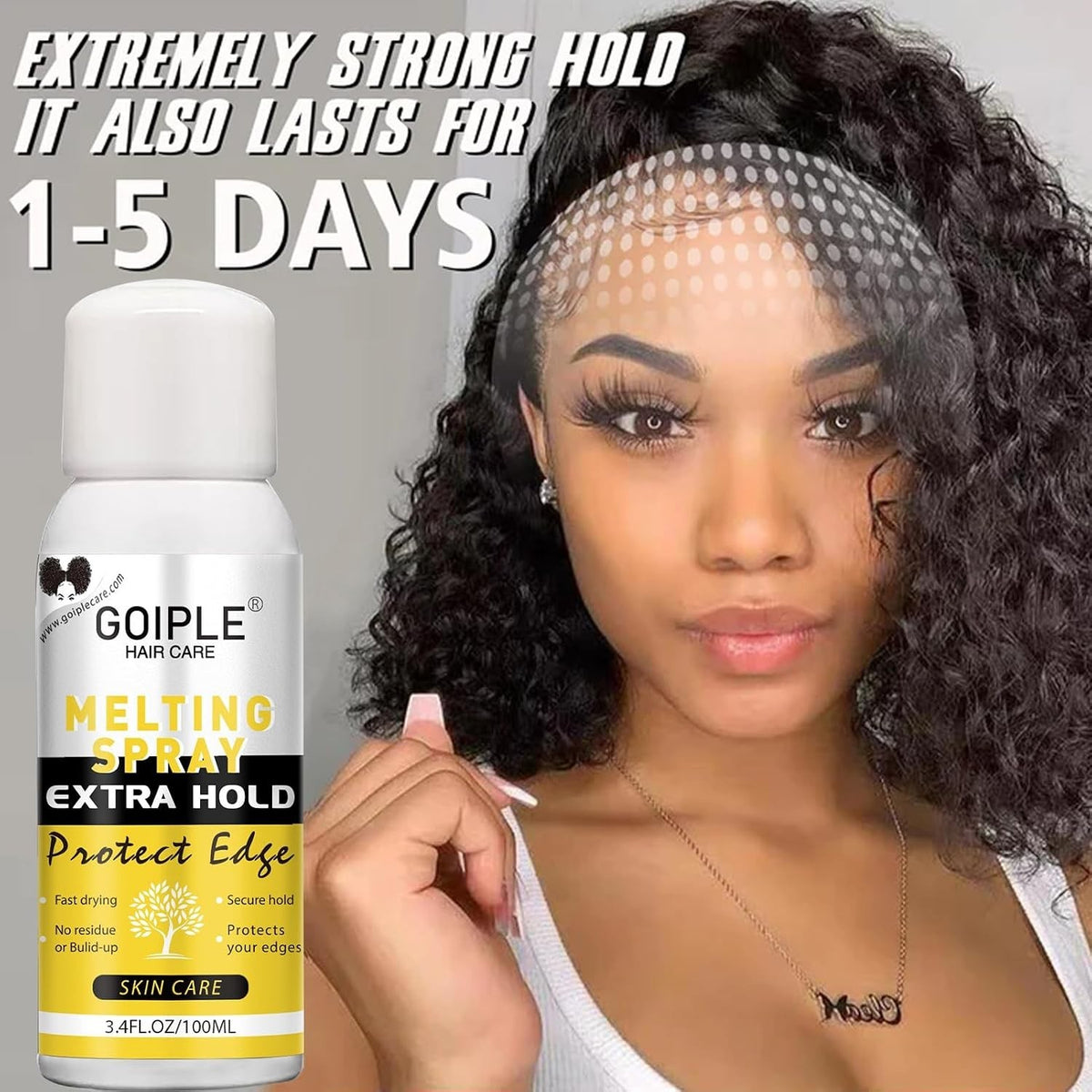Water & Oil Resistant Wig Adhesive Spray - Invisible Lace Melting Formula 3.4oz