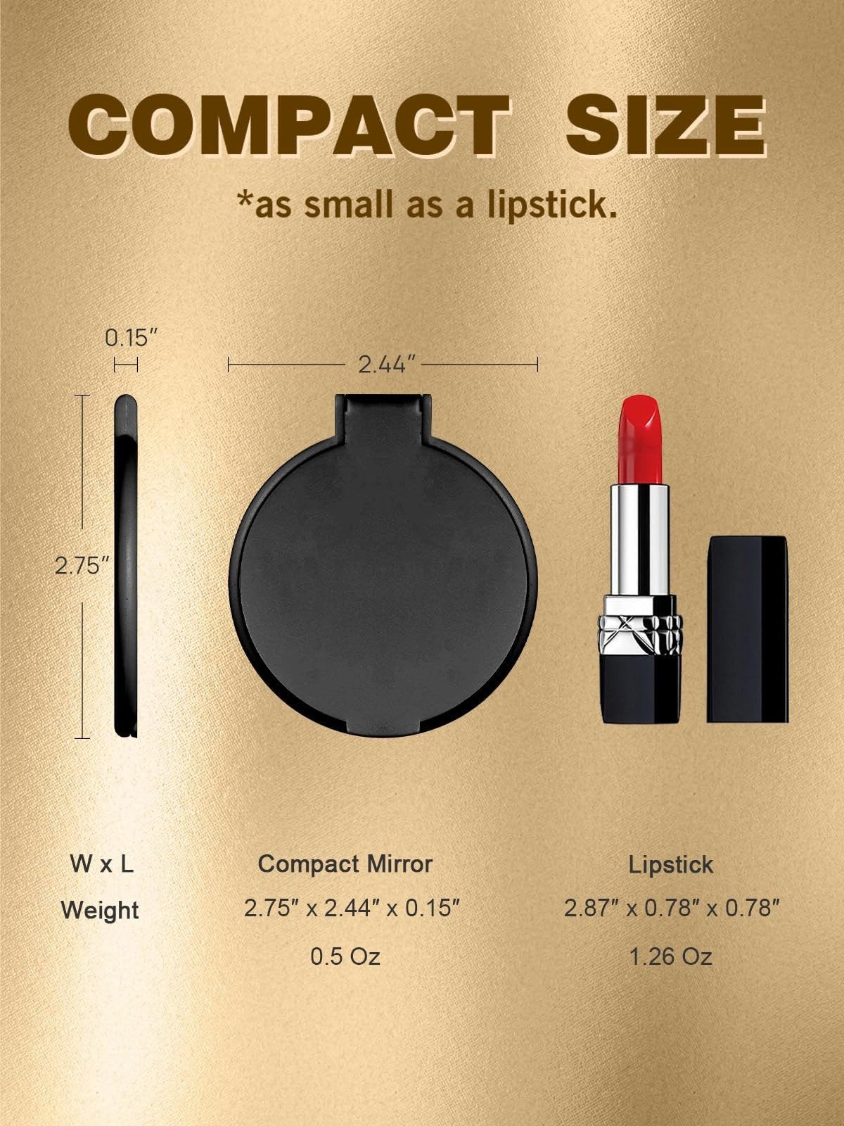 Black Round Makeup Mirrors Set of 12 Portable Compact Vanity Mirrors