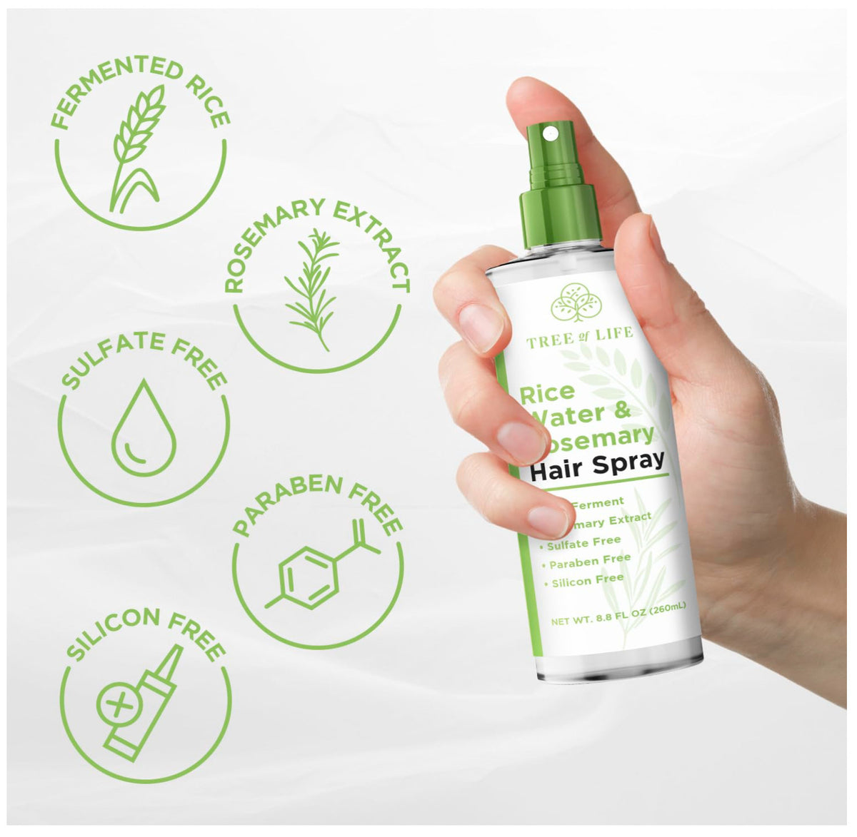 Beauty Rice Water and Rosemary Hair Spray - Strengthens & Hydrates
