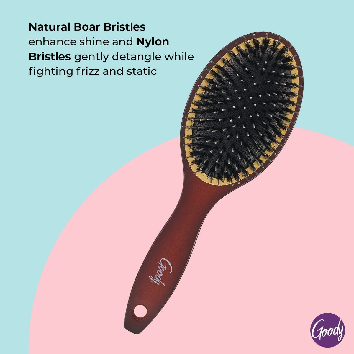 Ceramic Hair Brush with Boar & Nylon Bristles for Frizz Control - Fine Hair