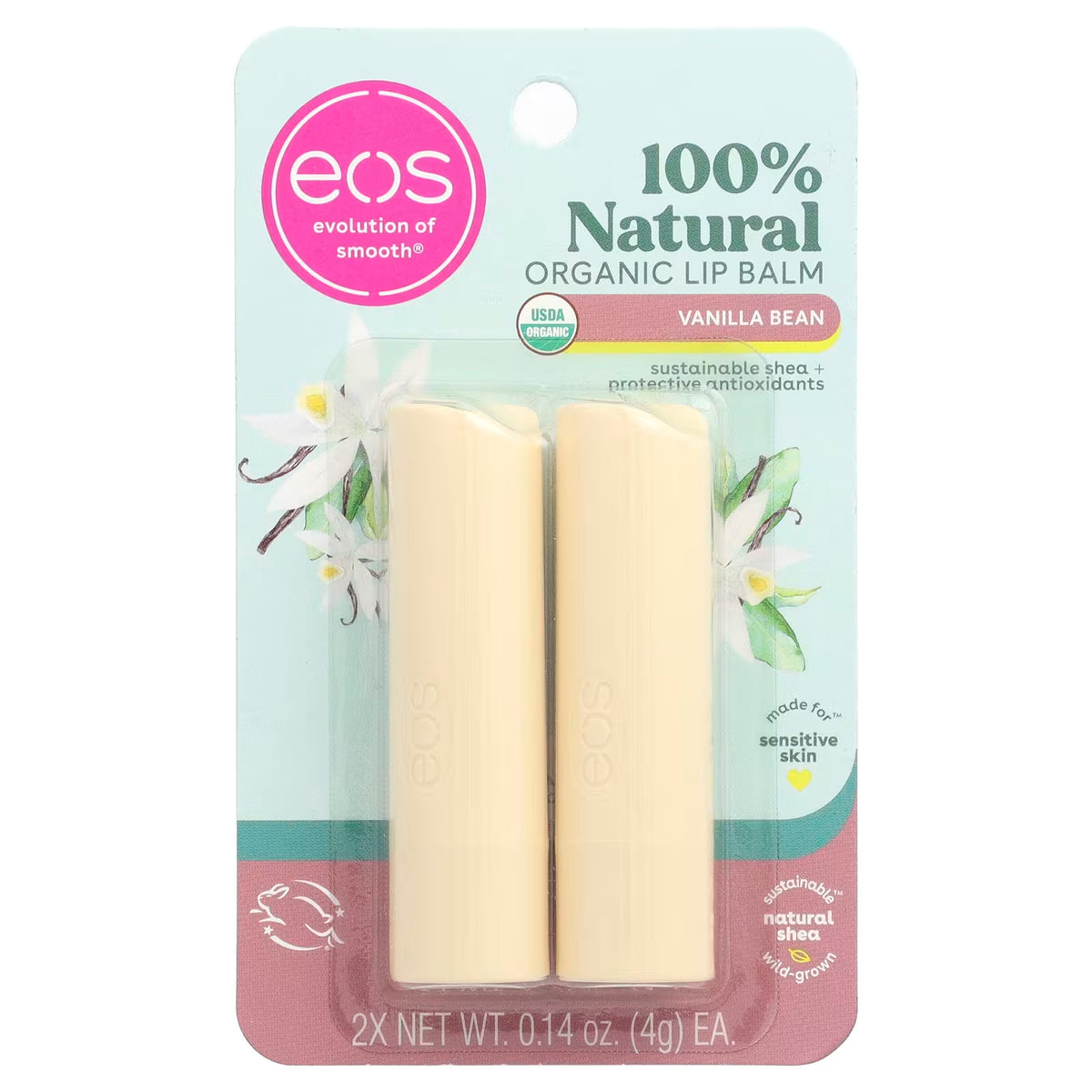 Natural Shea Lip Balm Vanilla Bean 6-Pack, Hydrating & Nourishing