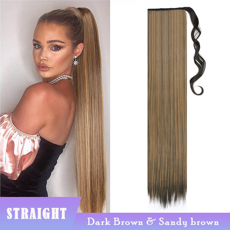 Clip-In Ponytail Hair Extensions Thick Wavy Natural Look 24-32 Inch