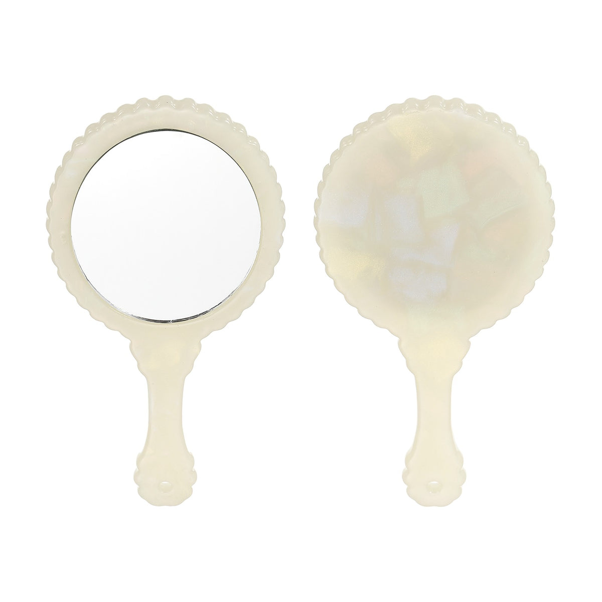 Oval Handheld Mirror - Portable White Makeup & Vanity Mirror