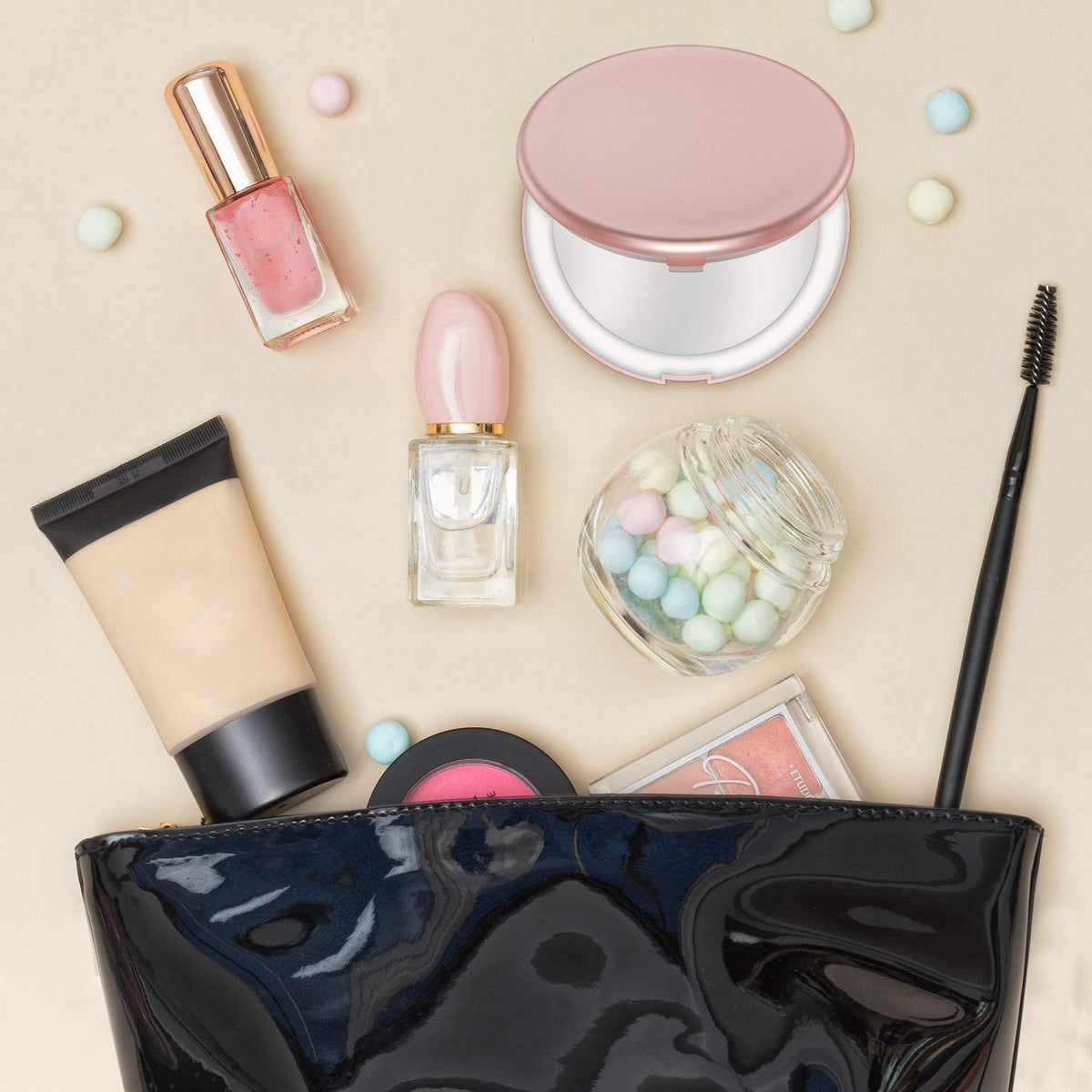 LED Lighted Travel Makeup Mirror with 1x/7x Magnification - Compact & Portable