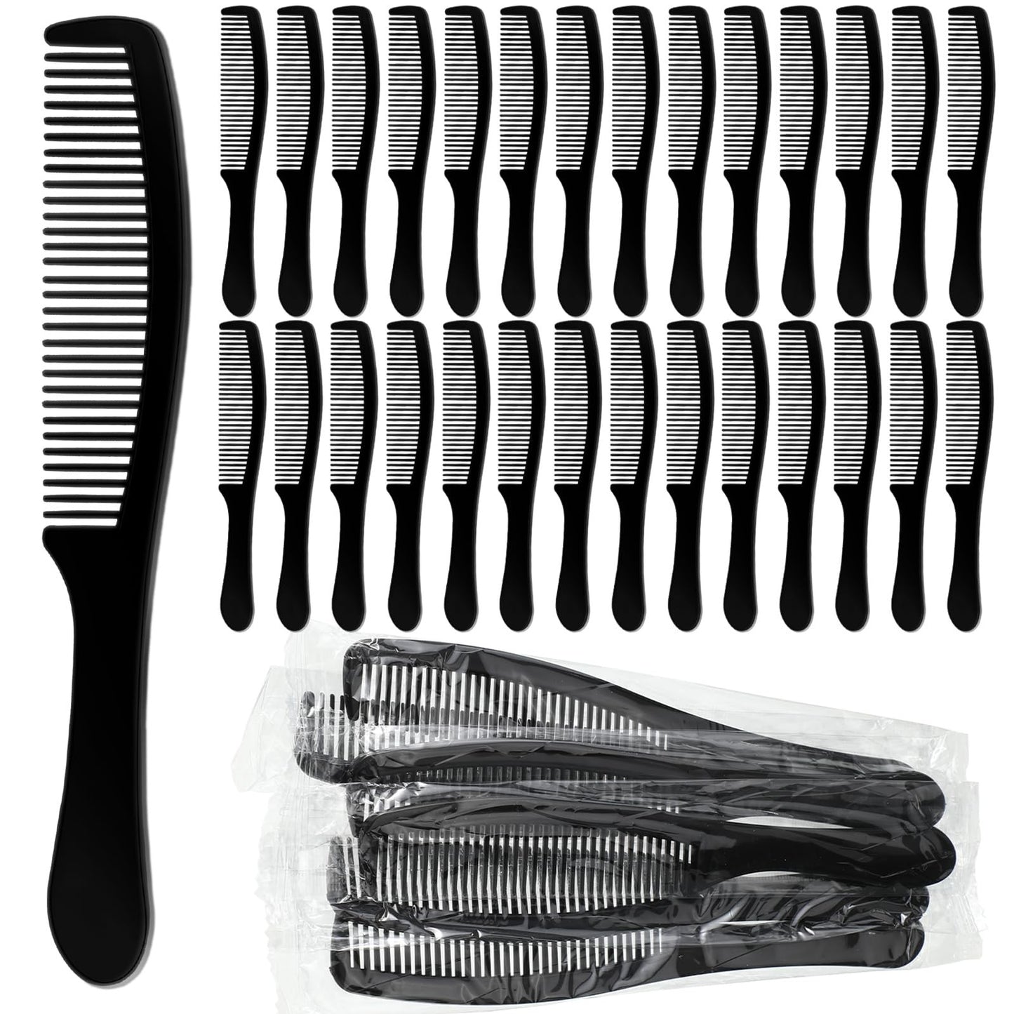 Disposable Hair Combs Set - 200 Individually Wrapped Pocket Style Black