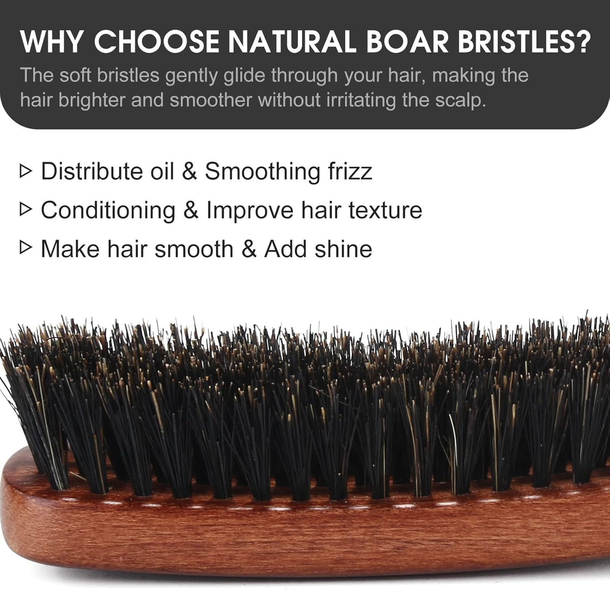 Boar Bristle Hair Brush for Women Men - Detangling & Styling, Scalp Massage
