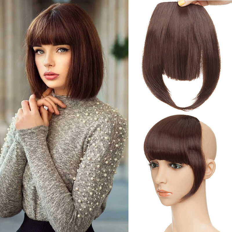 Clip-In Hair Bangs Extensions - Wispy, Natural, 9-inch Styles