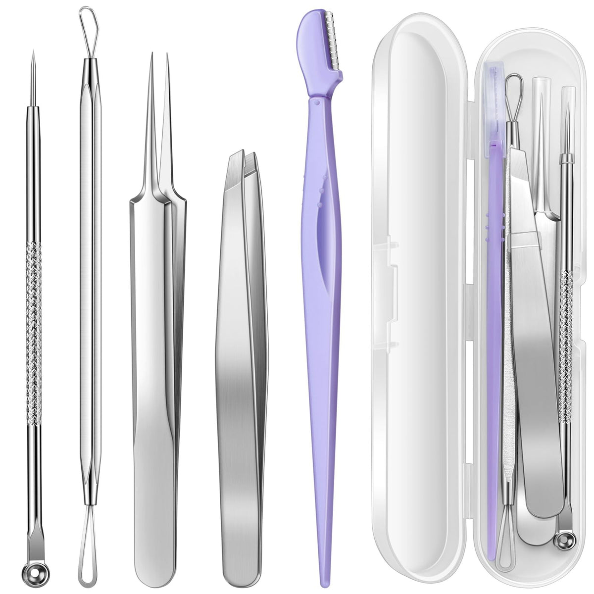 Pimple Popper Tool Kit - 6pcs Blackhead Removers & Acne Extractors, Stainless Steel