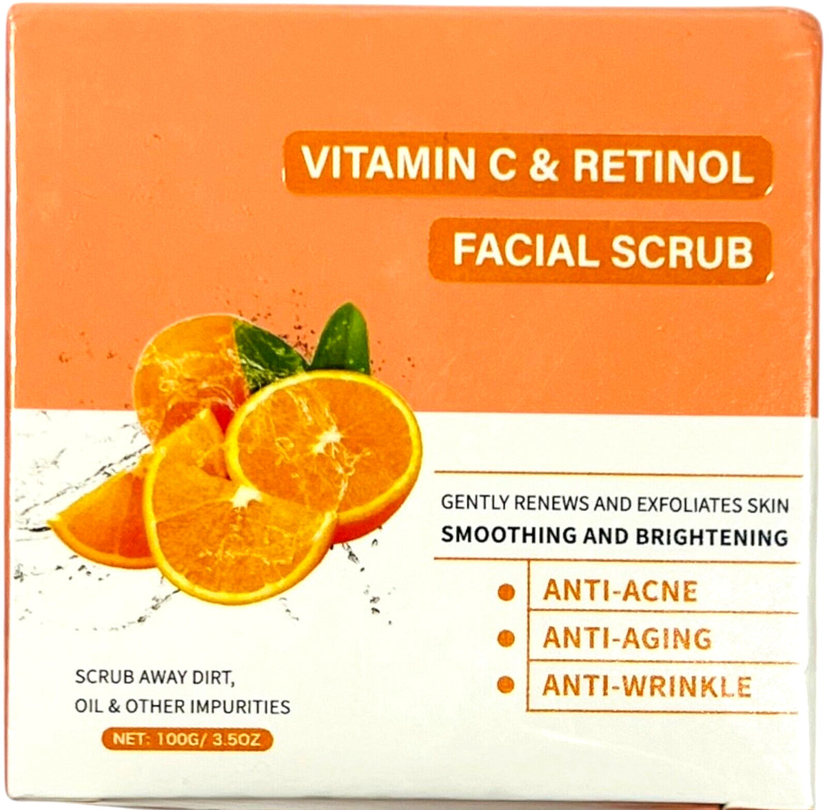 Vitamin C & Retinol Facial Scrub - Gently Renews and Exfoliates Skin