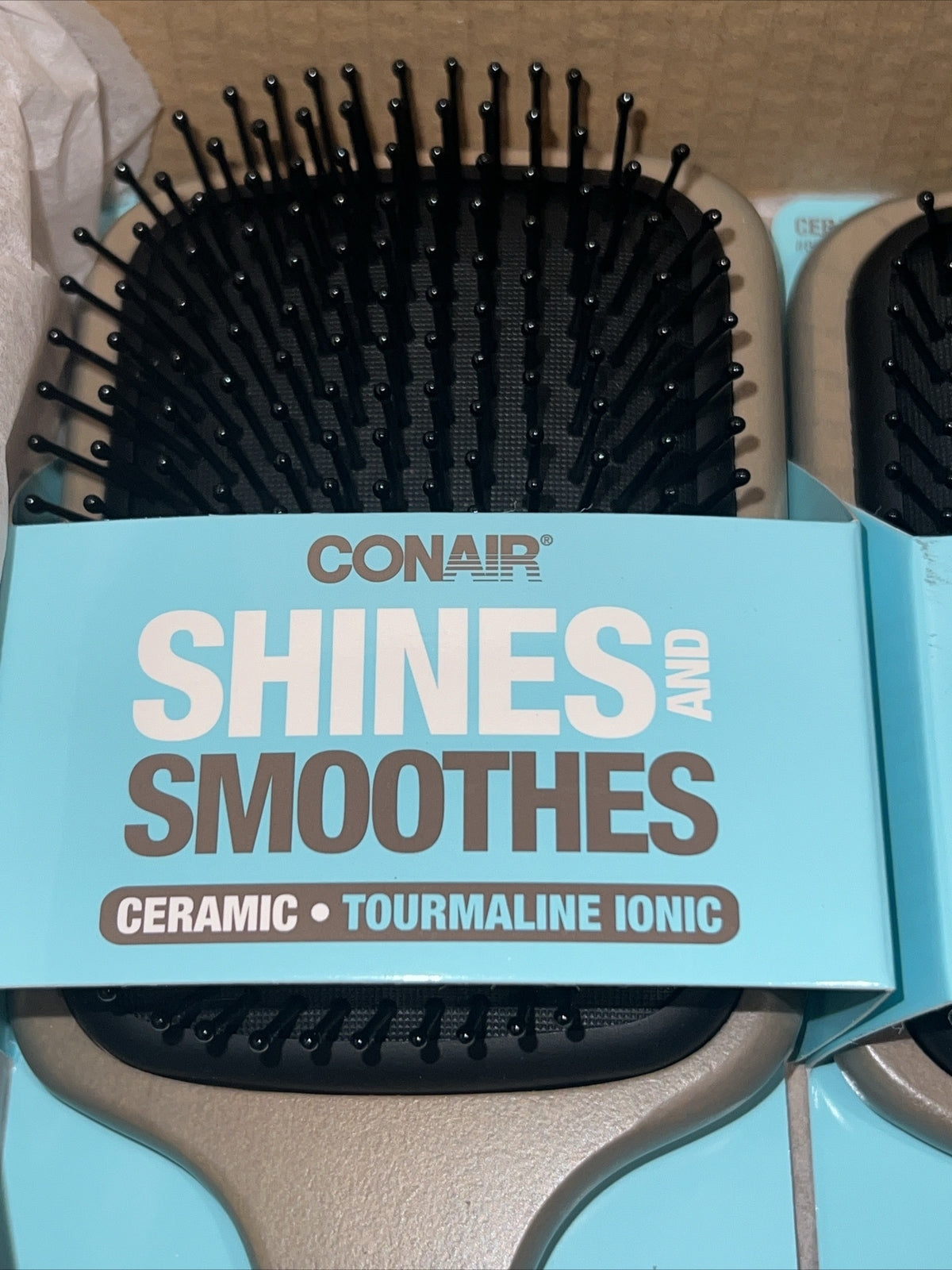 Conair Ceramic Tourmaline Ionic Hair Brush Pack of 3 - Shine & Smooth