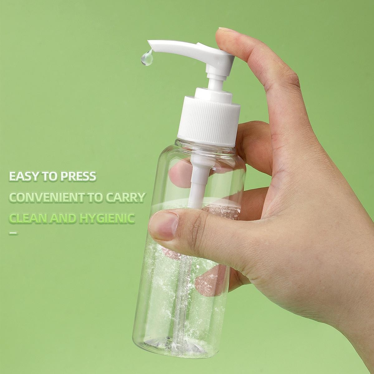100ml Thickened Transparent Buckle Pump Extrusion Bottle Set for Shampoo