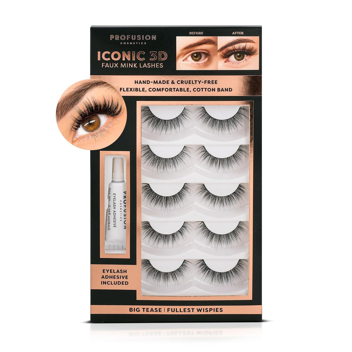 False Eyelash Set 3D Mink Effect Natural-Looking for Daily & Party Use - Big Tease