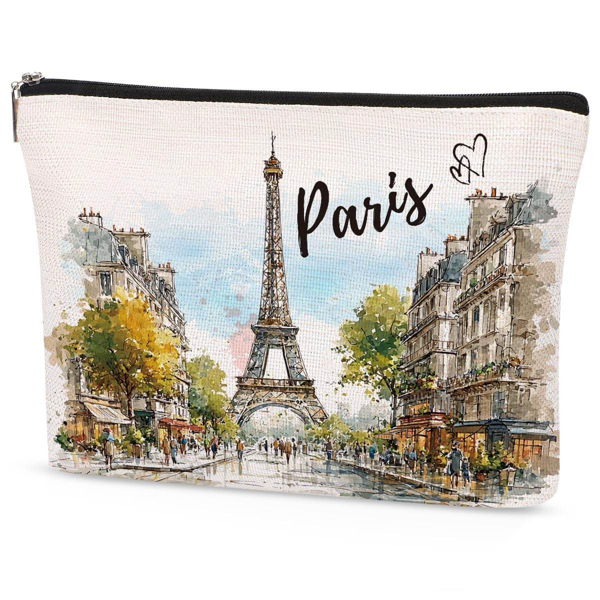 Water-Resistant Paris Makeup Bag for Women - Travel Toiletry Organizer