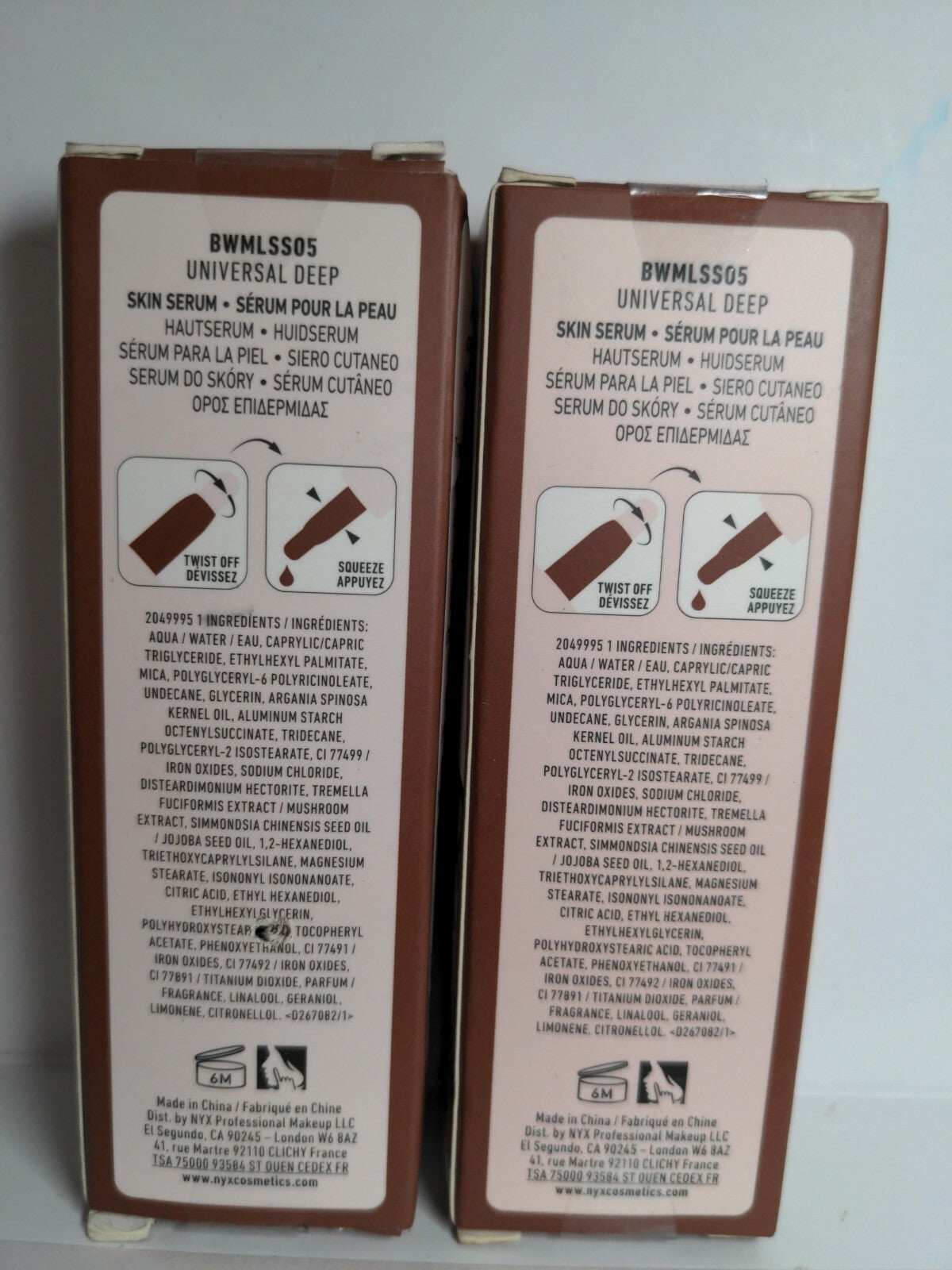 Lot of 2 NYX Bare With Me Luminous Tinted Skin Serum Universal Deep BWMLSS05