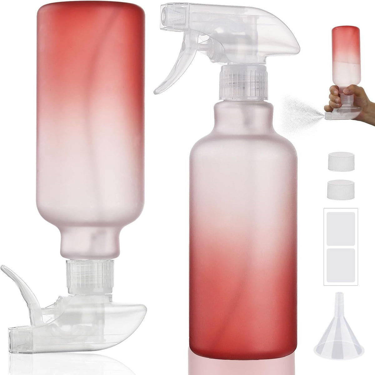16.9oz Plastic Spray Bottles Set - 360° Adjustable Nozzle for Cleaning & Gardening