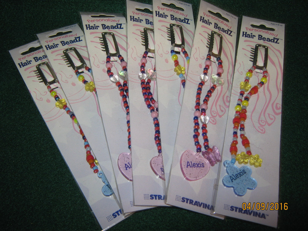 20 Hair Beads "ALEXIS" 10 BLUE & PINK - Stravina Beadz / 4 Up