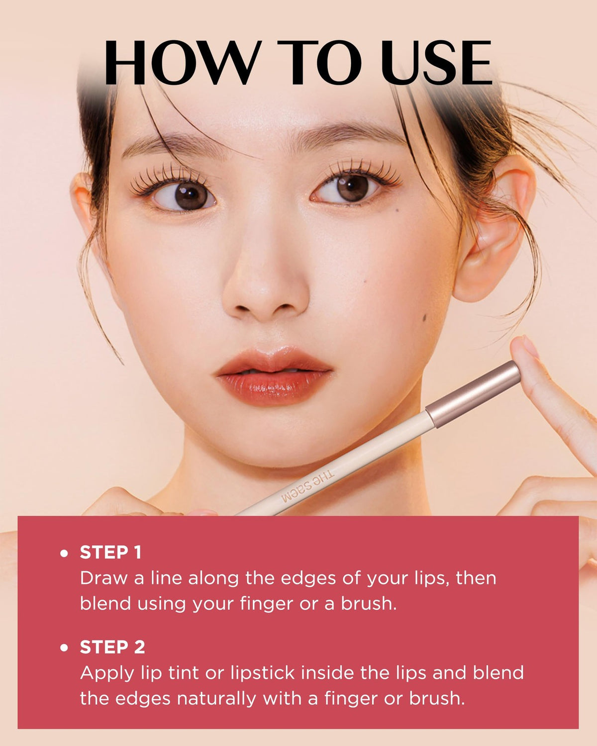 Lip Liner Pencil - Soft Coral, 4mm Slim for Precise Lip Correction