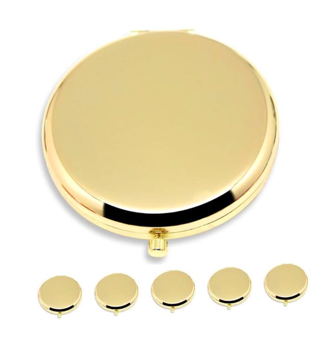 Gold Double Sided Travel Makeup Mirror 1x/2x Magnification Compact & Portable