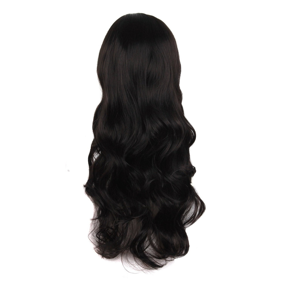 Black Wavy Wig 24 Inch with Side Bangs for Cosplay & Parties
