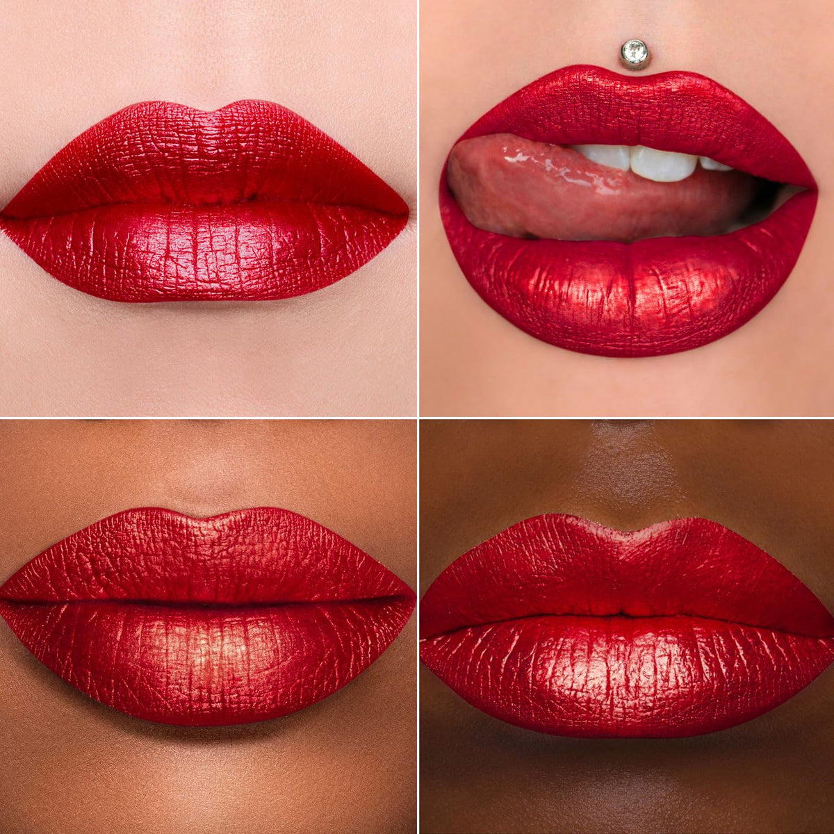 Lipstick for Women Red Metallic Lip Gloss Long Lasting No Smudge