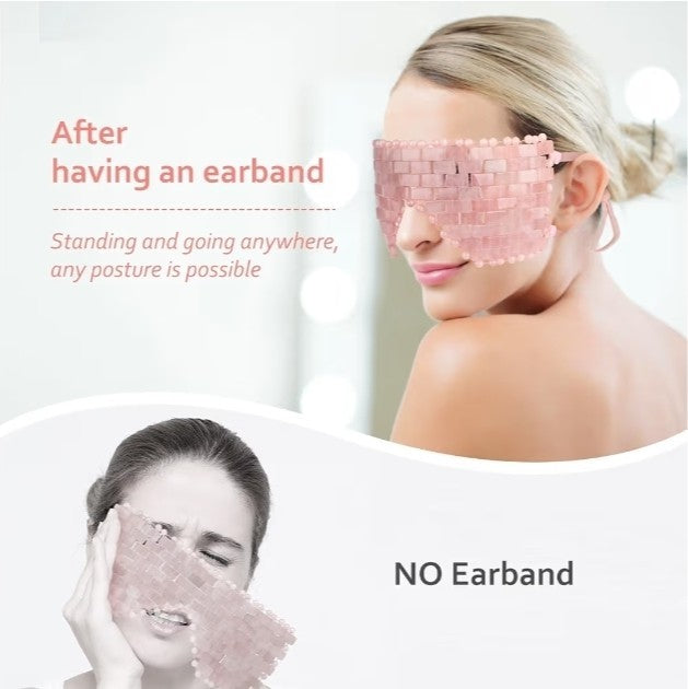 Natural Rose Quartz Sleep Mask for Relaxation and Puffy Eye Relief