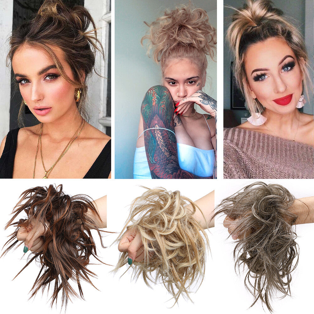 Messy Bun Scrunchie Hair Extensions for Updo Cover - Voluminous Synthetic Fiber