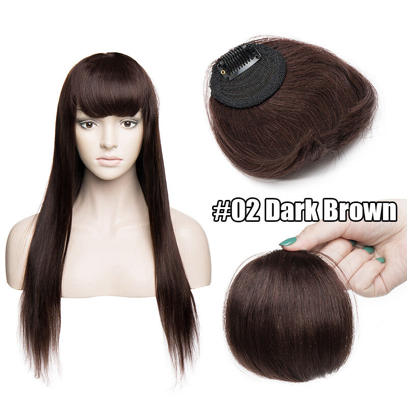 Women Remy Clip-In Hair Extensions Bangs Front Top Piece - Blonde & Dark Colors