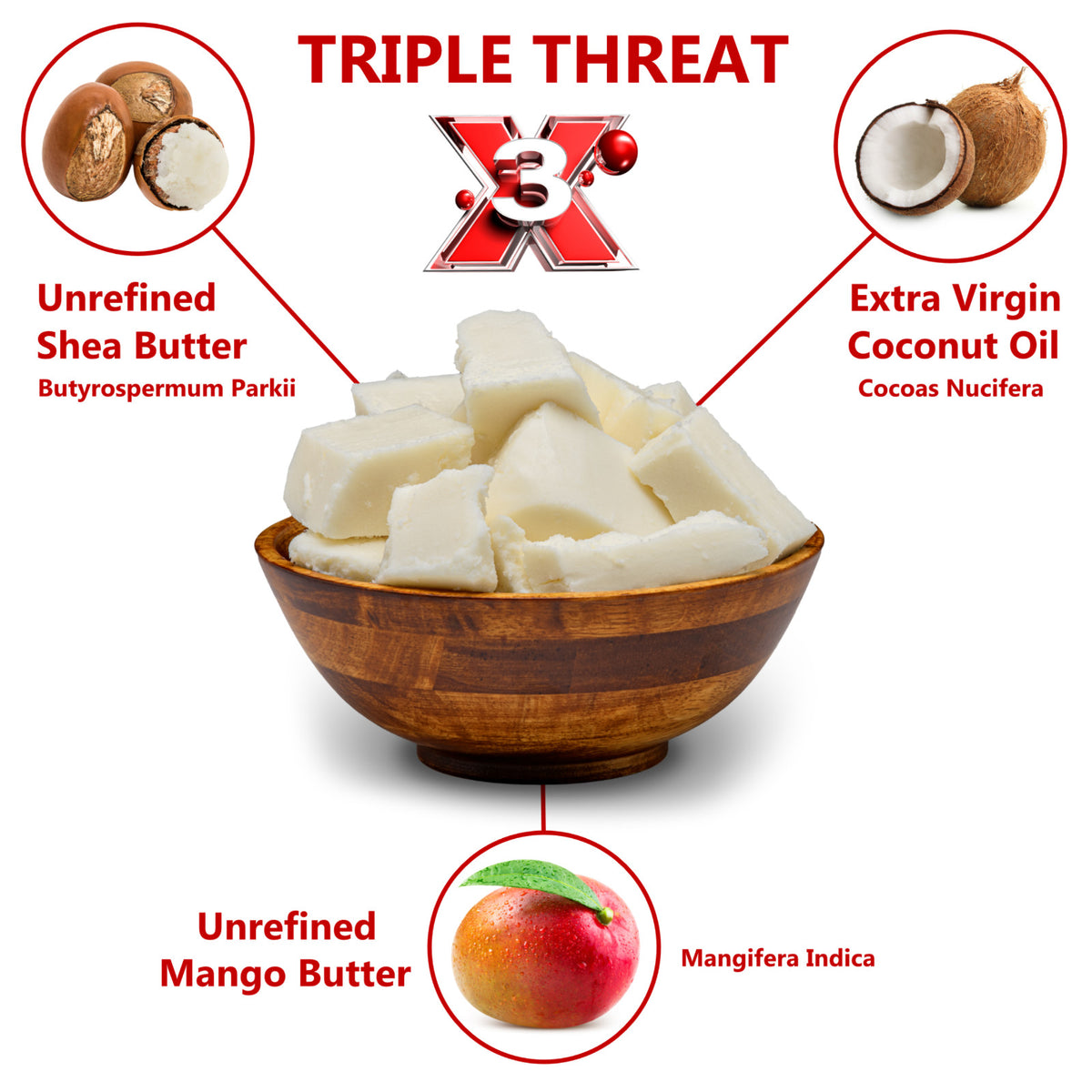 Triple Threat Body Butter - Shea, Mango & Coconut, 8 oz