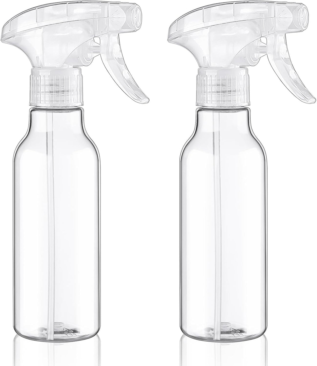 8.8oz Plastic Spray Bottles 2 Pack - Refillable Clear Mist Sprayers for Cleaning, Hair and Household Use