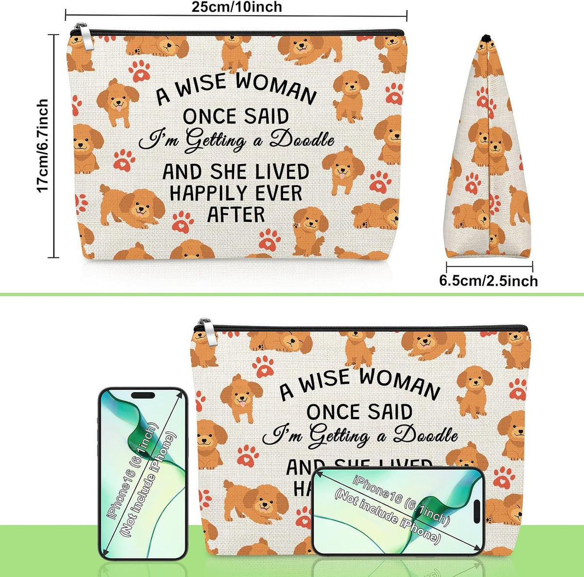Dog Lover Makeup Bag - Personalized Canvas Cosmetic Pouch for Women