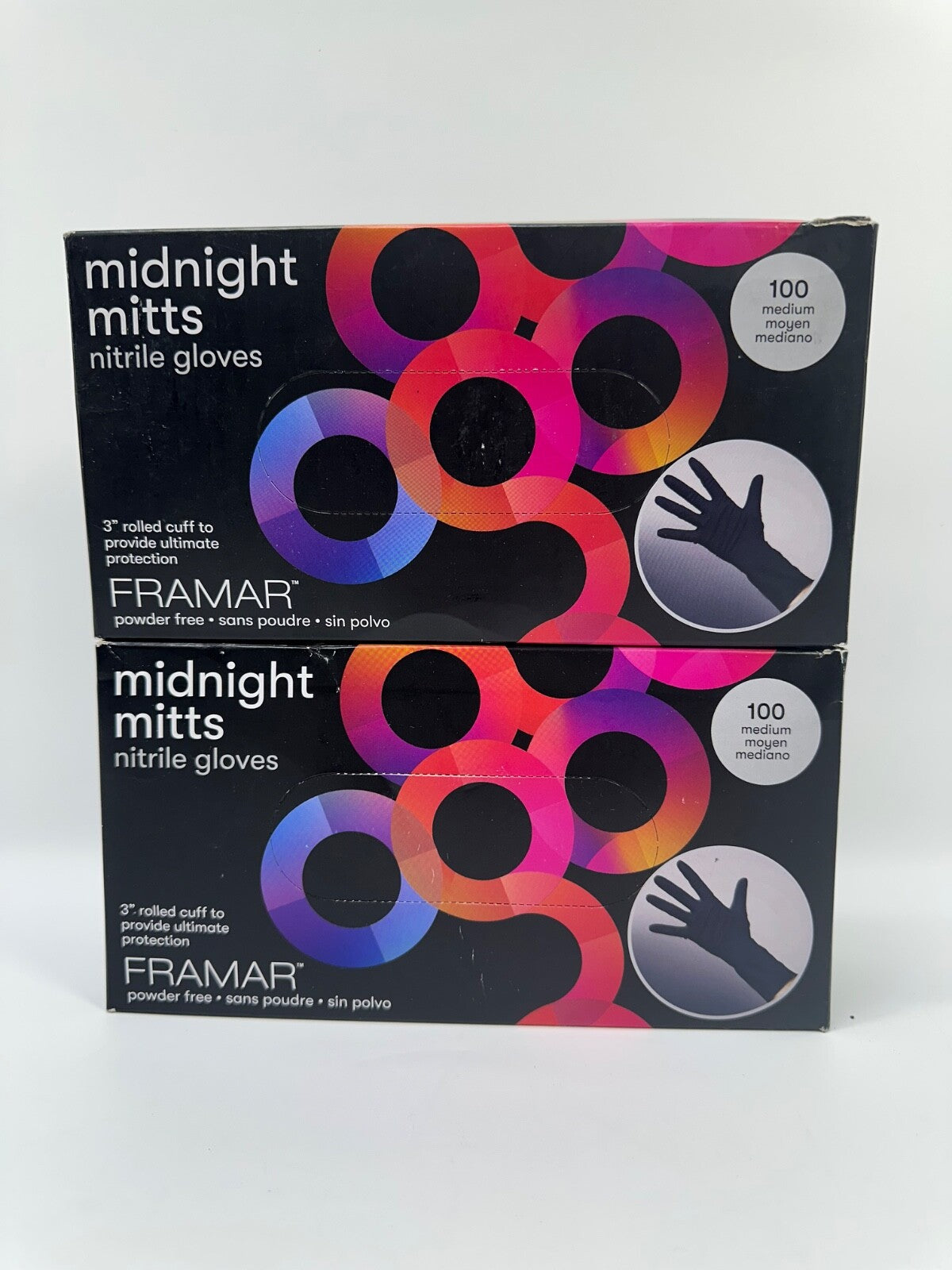 Pack of 200 FRAMAR Midnight Mitts Powder Free Nitrile Gloves 12"