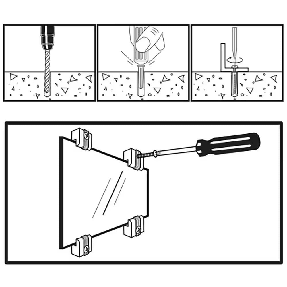 Plastic Mirror Clips 1/4 Inch Clear Wall Mounting Hardware Pack of 8