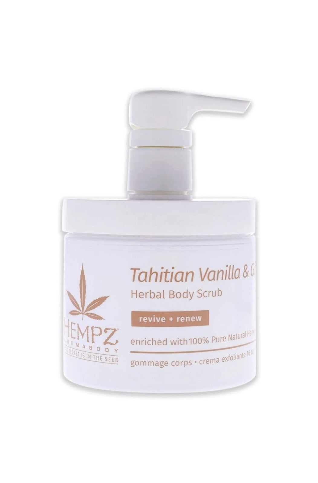 HEMPZ TAHITIAN VANILLA & GINGER HERBAL BODY SCRUB 16 OZ REVIVE + RENEW