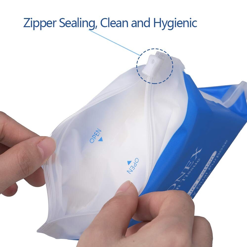 Disposable Facial Cotton Wipes - 200 Count, Soft Reusable Dual-Use Pads