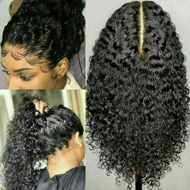 18-Inch Human Hair Lace Front Wigs for Women Long Curly Wavy Brazilian Hair