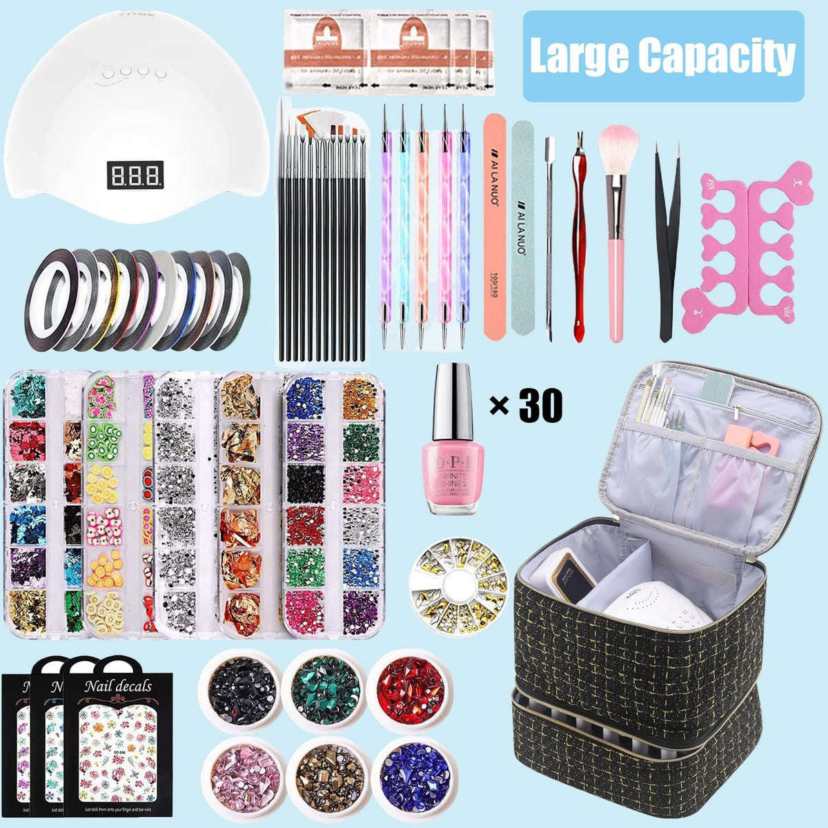 Travel Nail Polish Organizer Bag Holds 30 Bottles & Manicure Tools Case