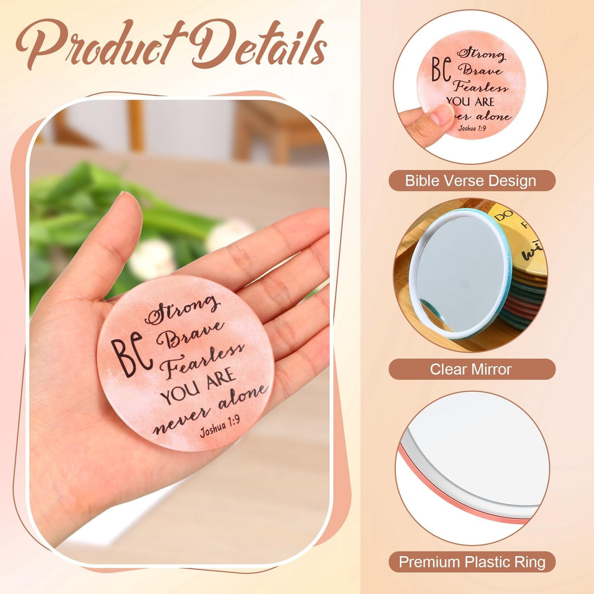 Mini Christian Compact Mirrors Set - Inspirational Bible Verse Pocket Mirrors
