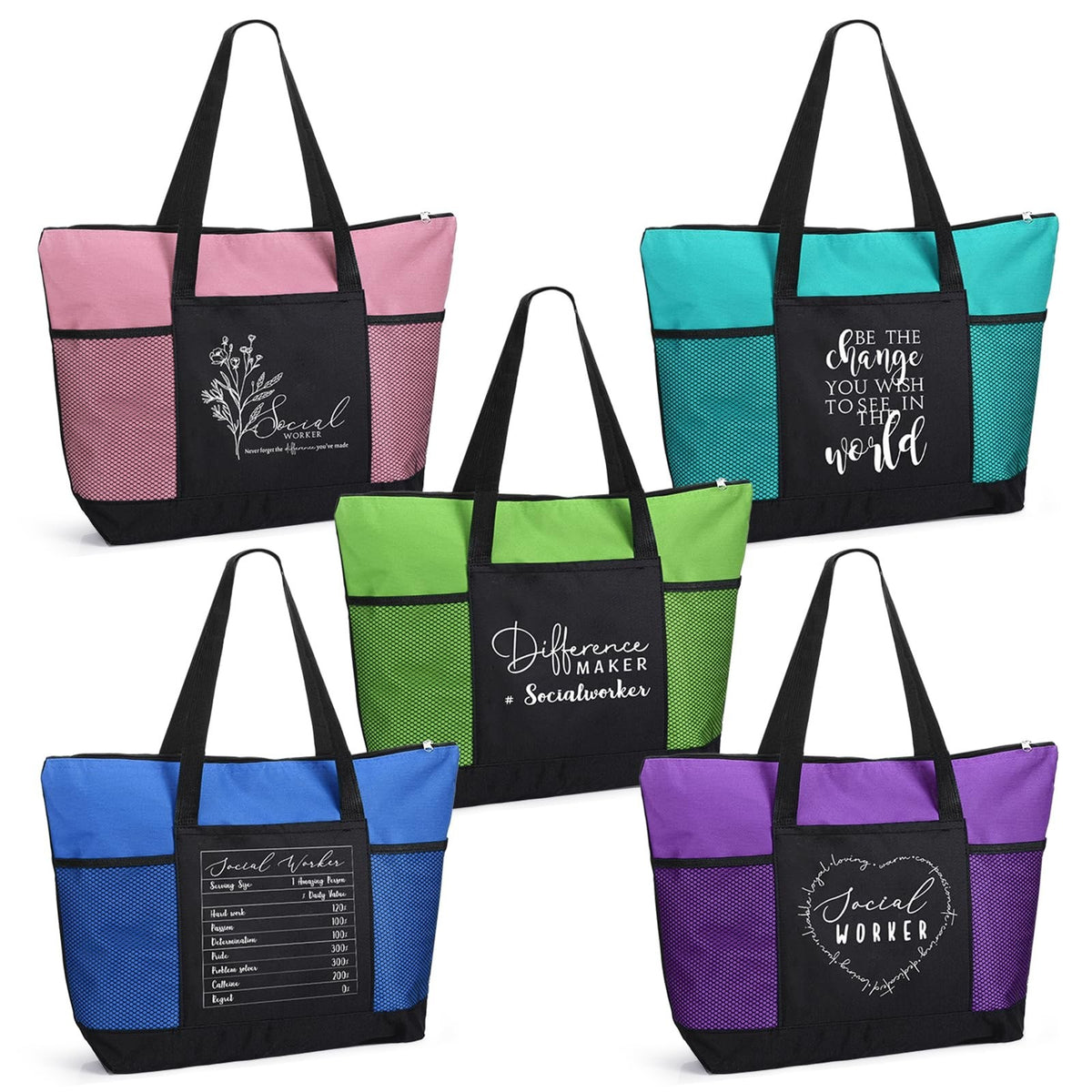 Social Worker Appreciation Gifts Tote Bag Bulk - Inspirational Oxford Cloth Bag Set