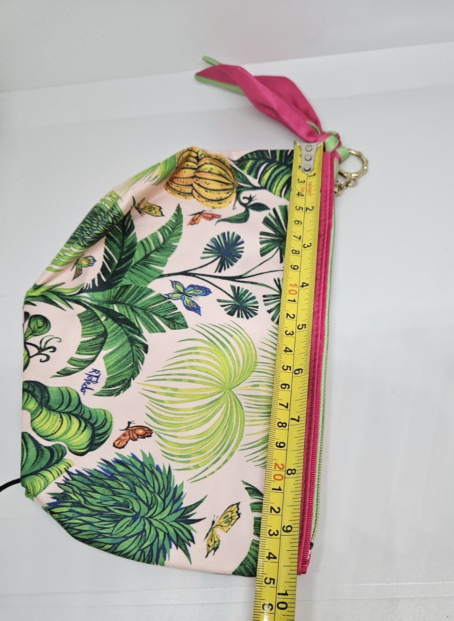 Estée Lauder Ruben Toledo Tropical Cosmetic Makeup Bag Pink Green 6x10x3 Inches