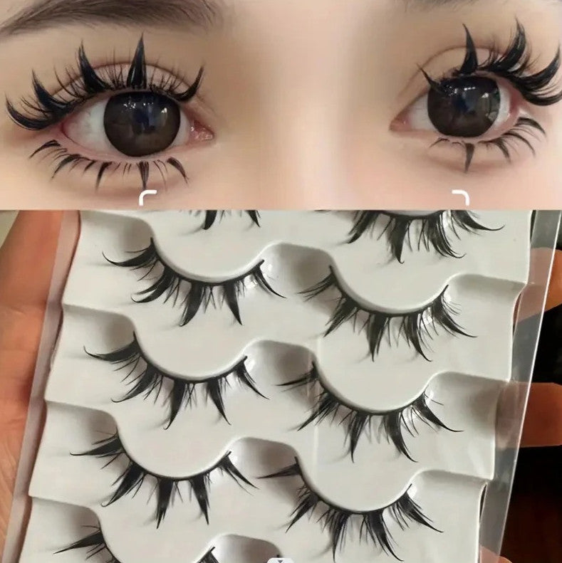 Anime False Eyelashes D Curl 5 Pairs Dramatic Reusable Makeup Lashes
