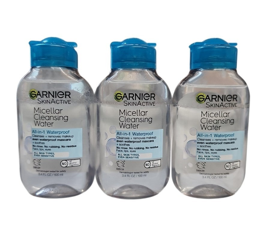 Garnier SkinActive Micellar Cleansing Water for Waterproof Makeup 3-Pack 3.4oz