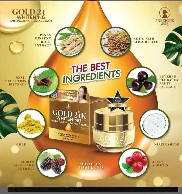 Gold 24K Whitening Anti-Melasma Facial Cream & Soap Set - Brightening Skincare for Uneven Skin Tone