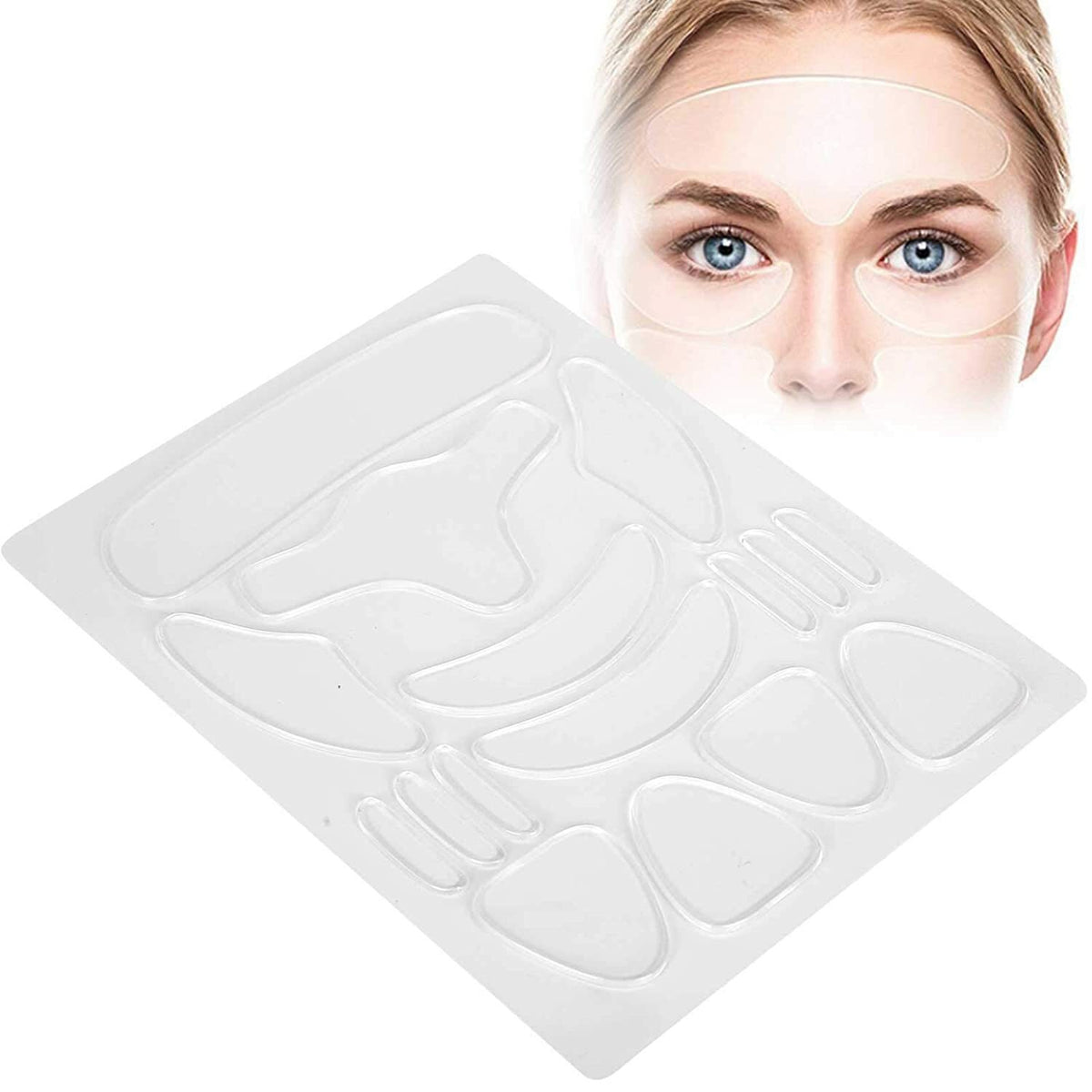 16PCS Reusable Silicone Anti-Wrinkle Face & Eye Pads - Skin Care Patches