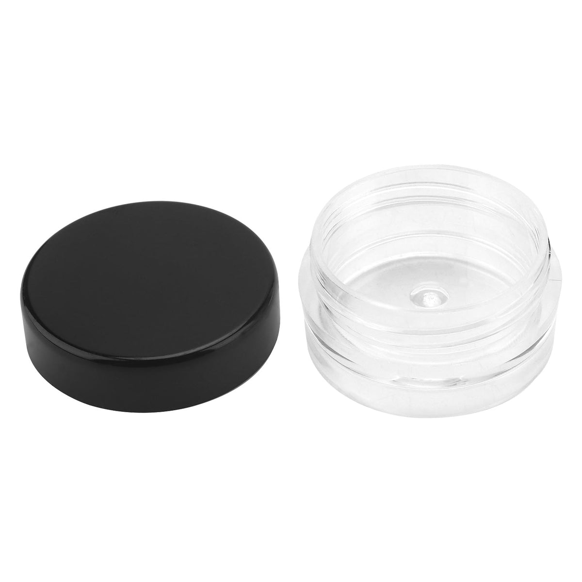 Plastic Makeup Sample Jars - 200 Clear 3ml Containers with Black Lids