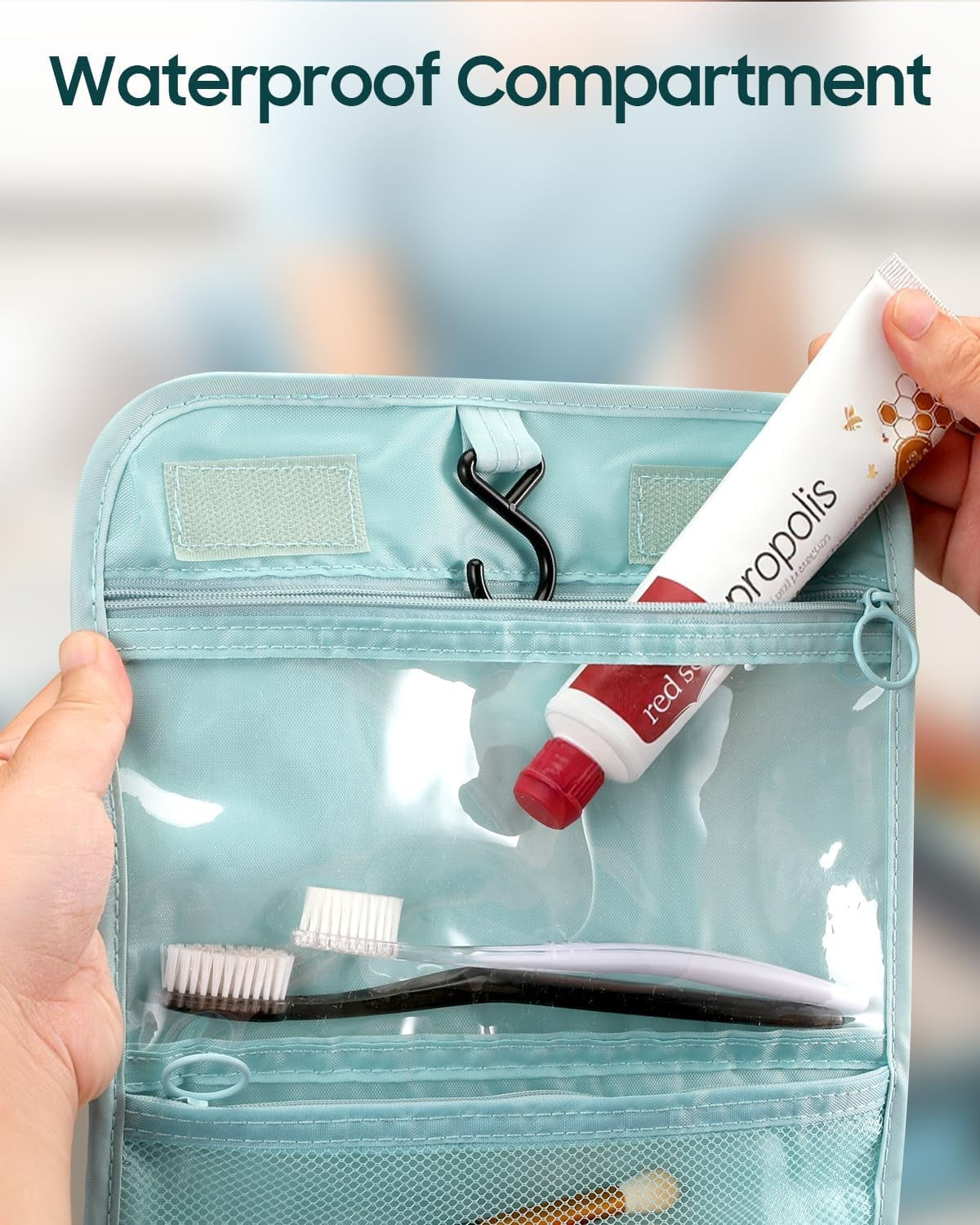 Large Capacity Hanging Toiletry Bag with Waterproof Compartments for Travel