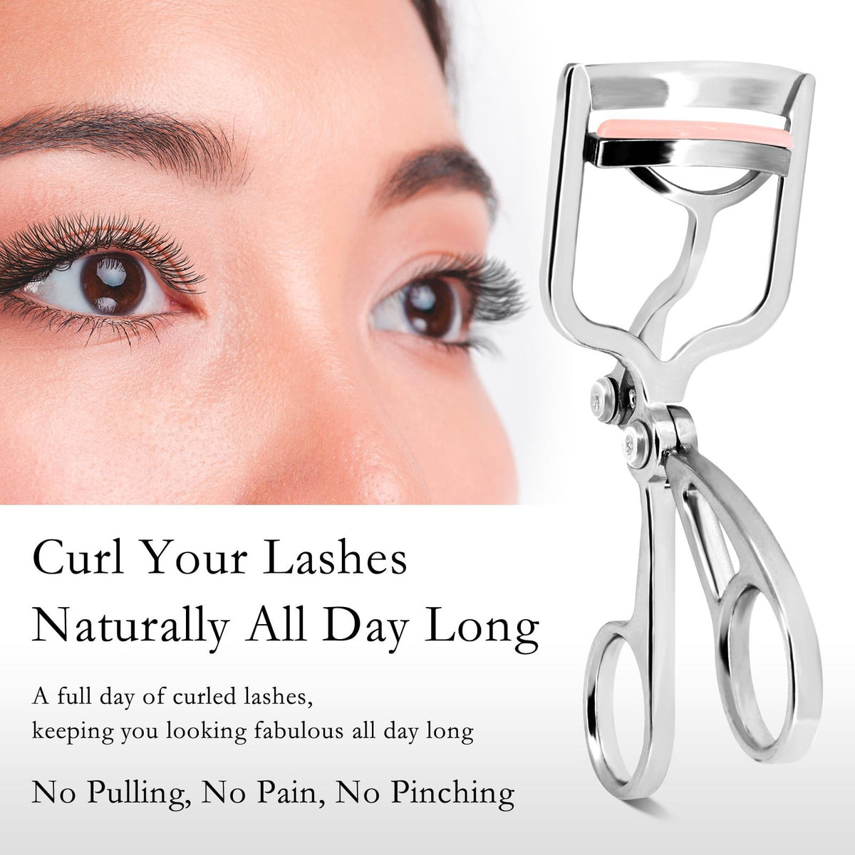Professional Eyelash Curler Zinc Alloy Silver Long-Lasting Lash Curl Tool